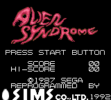 Alien Syndrome title screen for Sega Game Gear